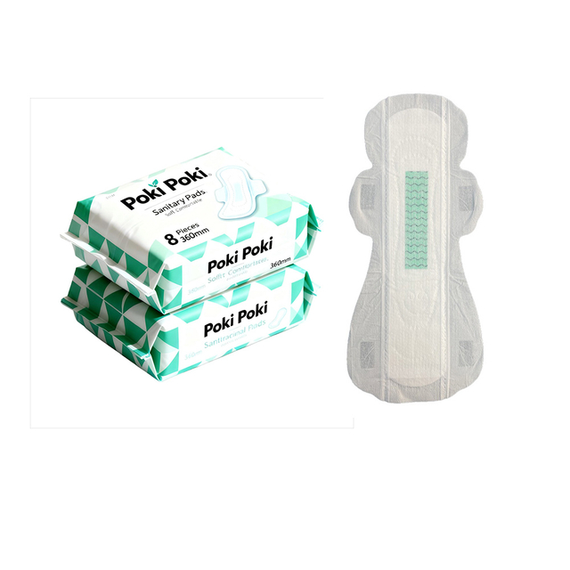 Maxi / Super Size 360mm Green Negative Ion Chip Ladies Disposable Menstrual Sanitary Pads