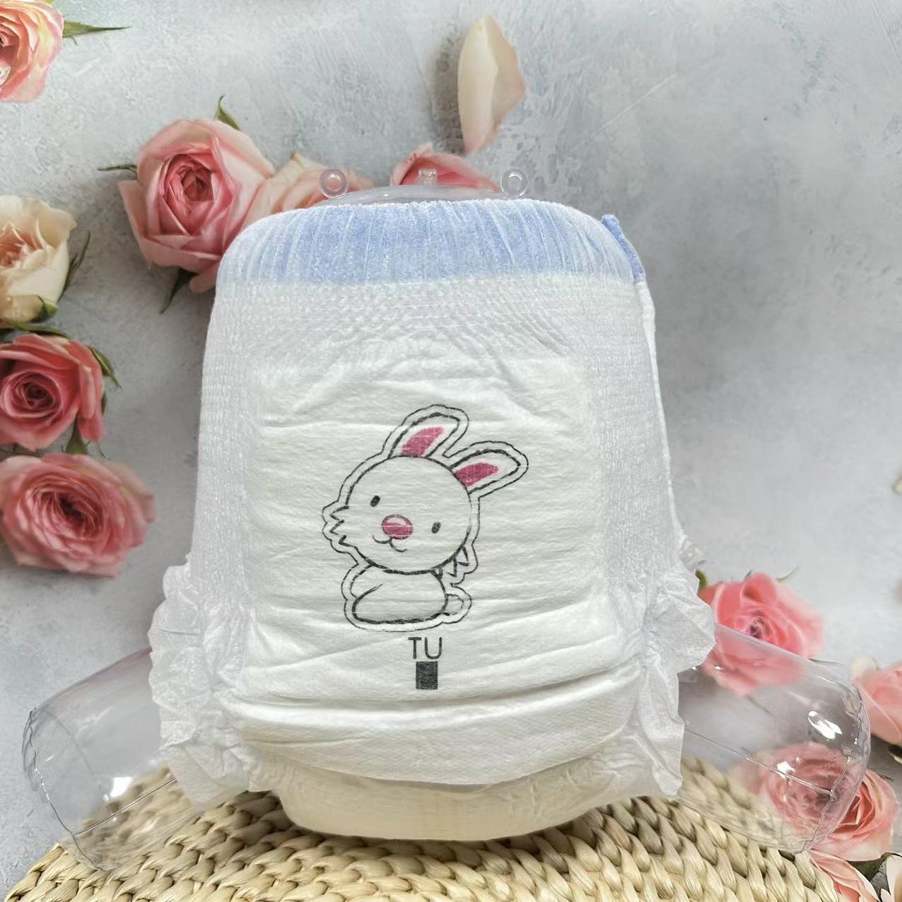 Premium Quality Super Absorbent Lovely Rabbit Animal Design Disposable Pull Up Baby Diapers