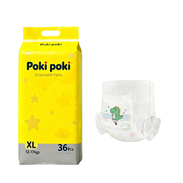 Lovely Dinosaur Printed Pattern Cotton Soft Breathable Backsheet Disposable Baby Pants / Babies Pull Up Diapers