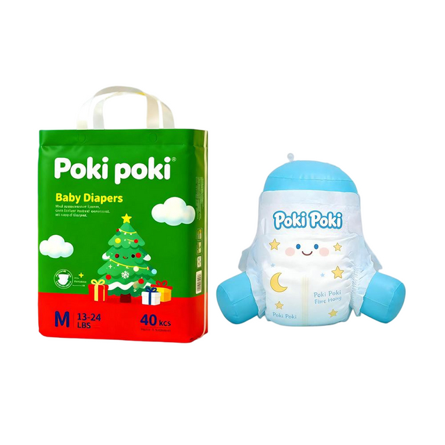 Custom Packaging Private Logo Disposable Baby Diapers With PE Backsheet & Green ADL