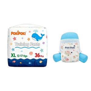 China Factory Brand Poki Poki Elastic Bubble Waist Disposable Pull-up Baby Diapers Pants