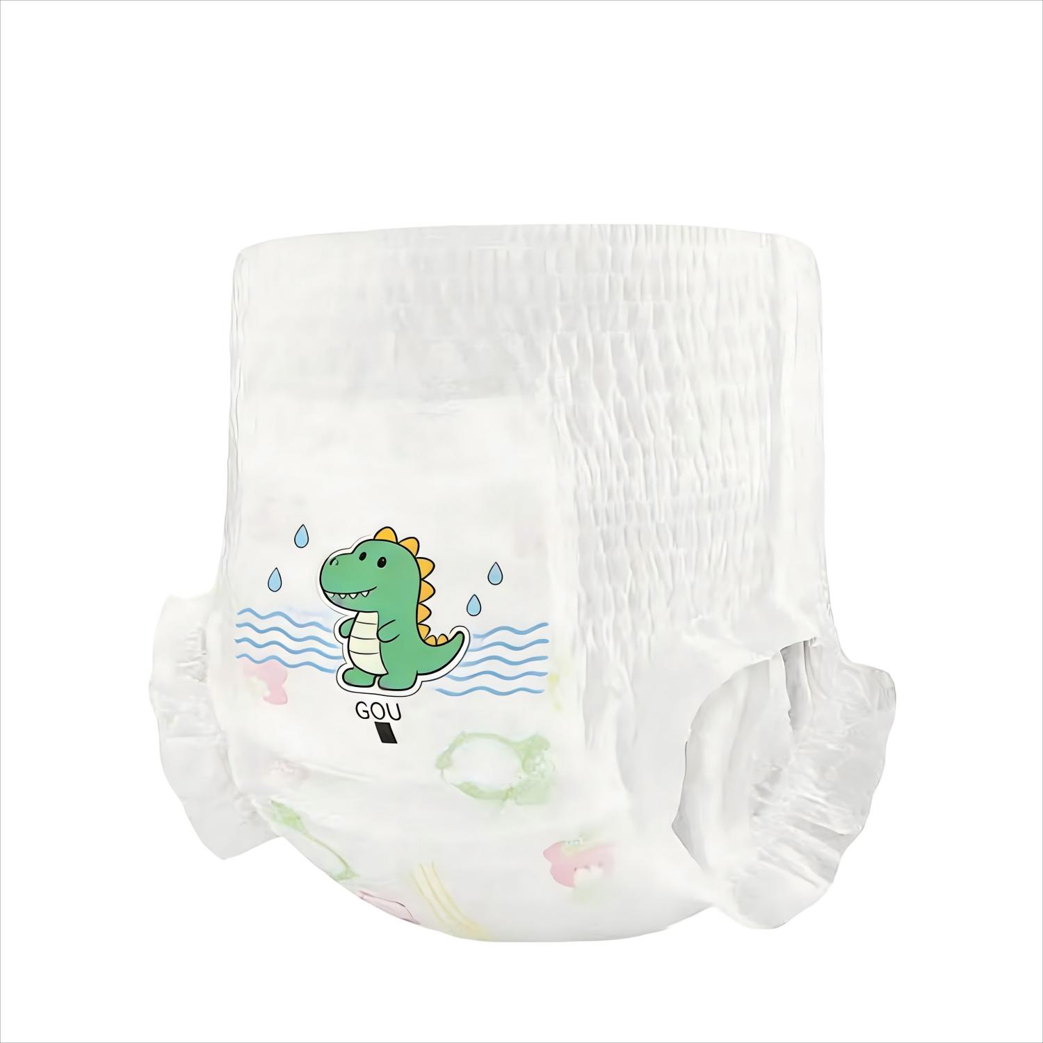Lovely Dinosaur Printed Pattern Cotton Soft Breathable Backsheet Disposable Baby Pants / Babies Pull Up Diapers